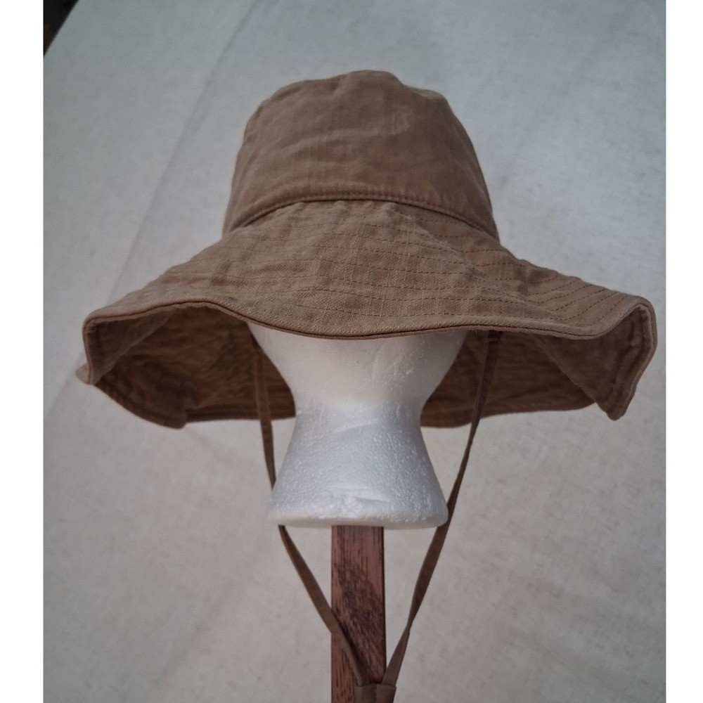 Uniqlo Bucket Hat Men One Size Brown Cotton Linen Wide Brim Sun Hat
